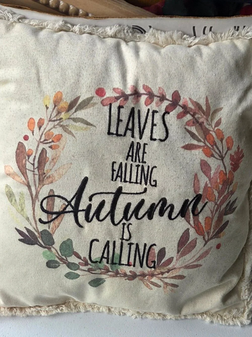 Harvest Fall Throw Pillow White 
